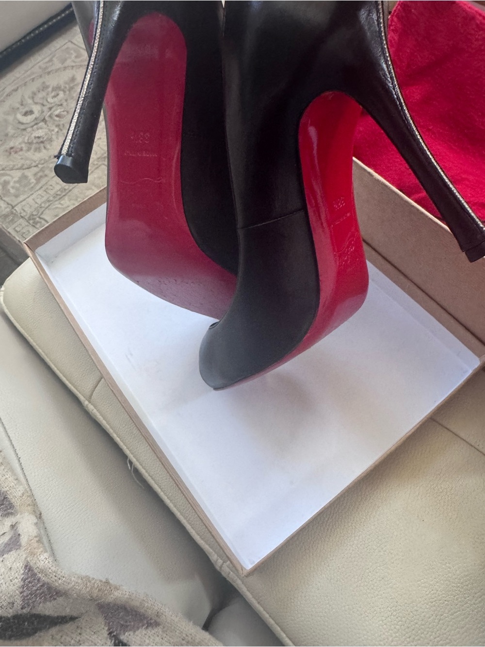 Christian Louboutin pumps with Black and Gold Label Accents